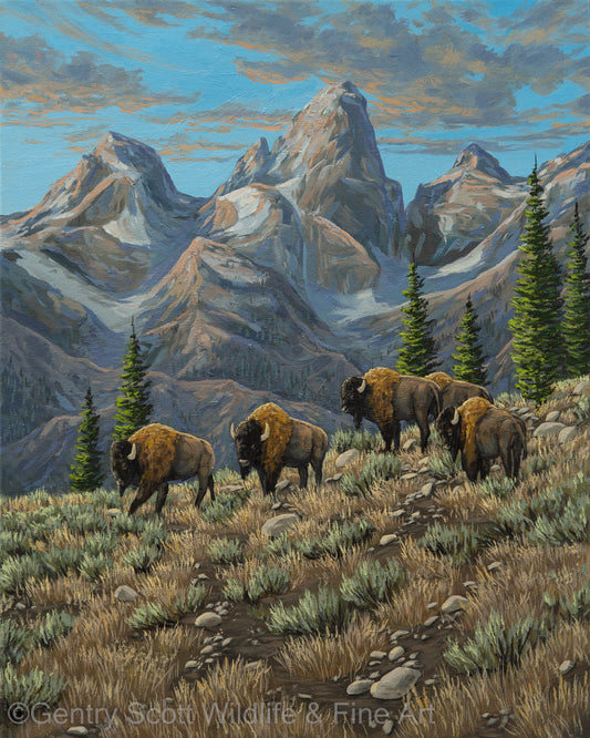 "The Grand Teton Trek" Premium Giclée - Gentry Scott Wildlife & Fine Art